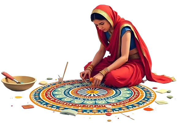 Woman creating rangoli